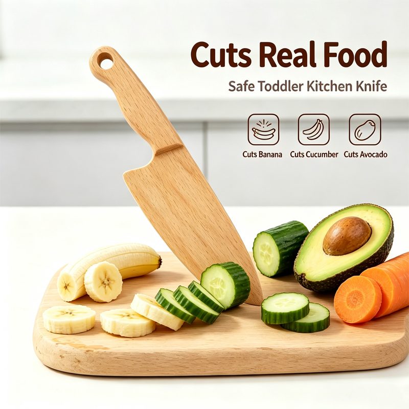 Kids Toys Kitchen Set - Wooden Kids Knife for Cooking Cute